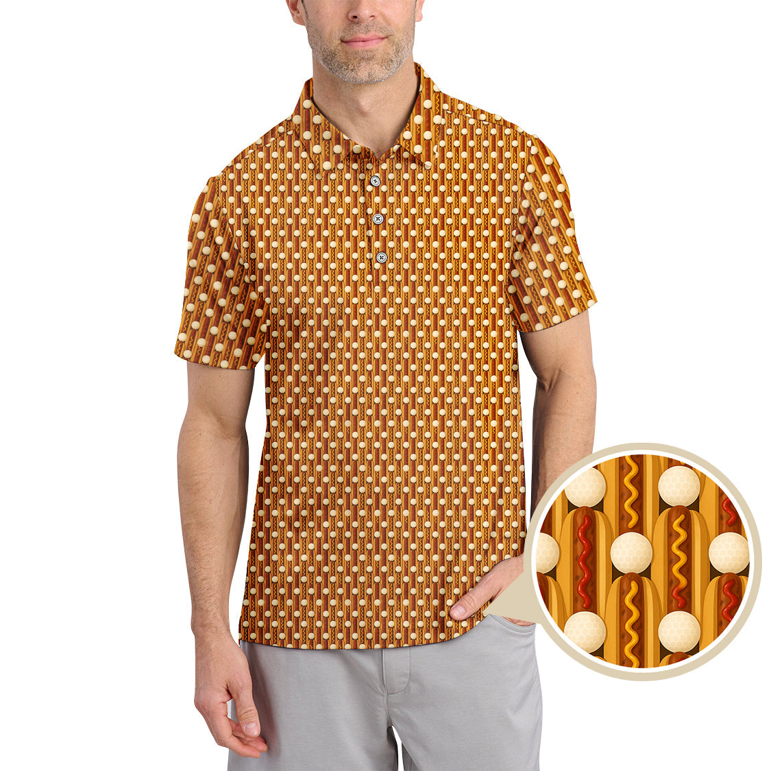 Hot Dog Golf Shirt, Funny Pattern Golf Shirt, Crazy Golf Shirt For Men