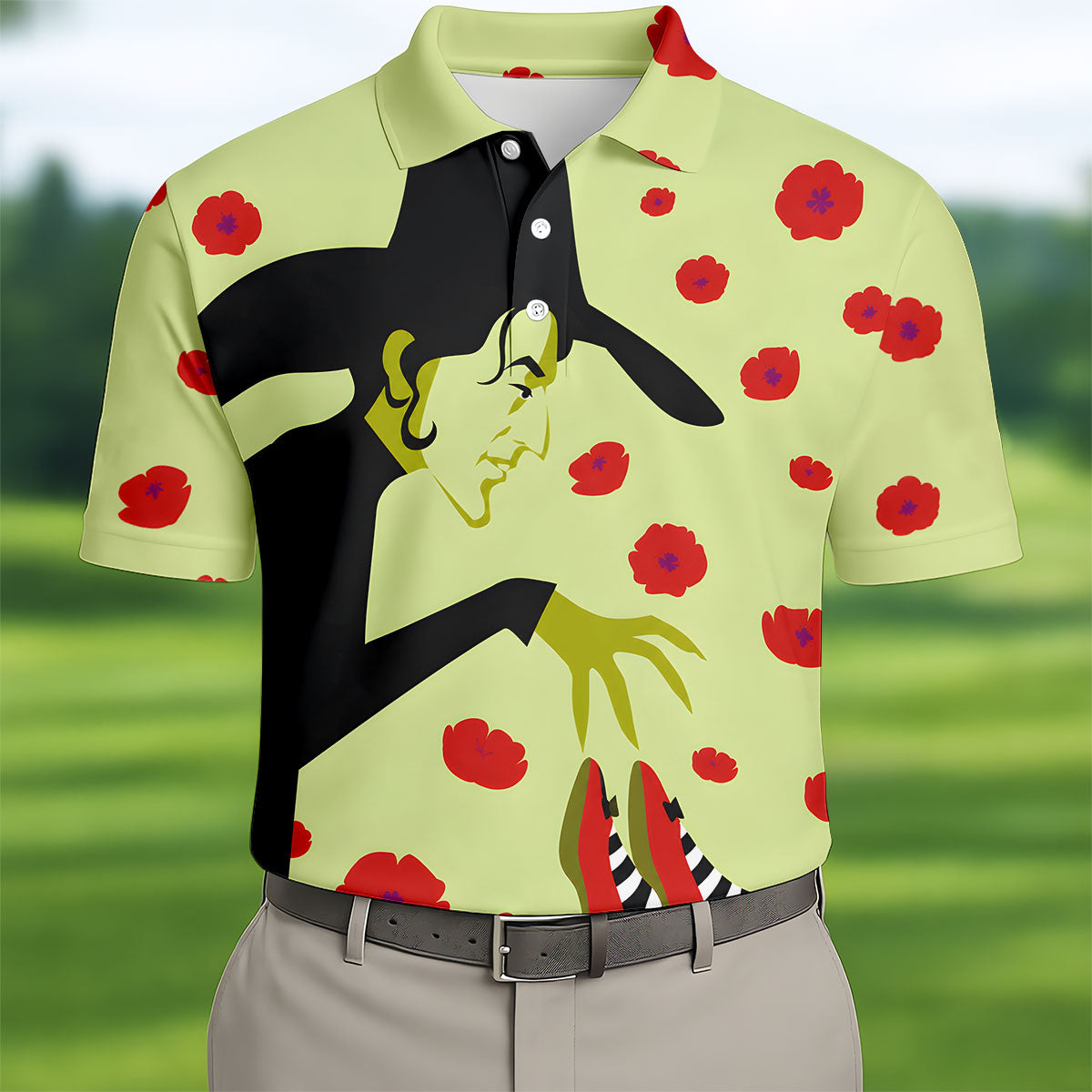 Green Horror Character Golf Polo Shirt, Halloween Golf Shirt, Mens Halloween Shirt