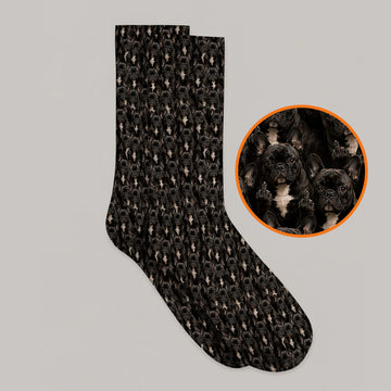 Black French Bulldog Pattern Golf Socks, Funny Frenchie Golf Sock, Dog Dad Golf Gift