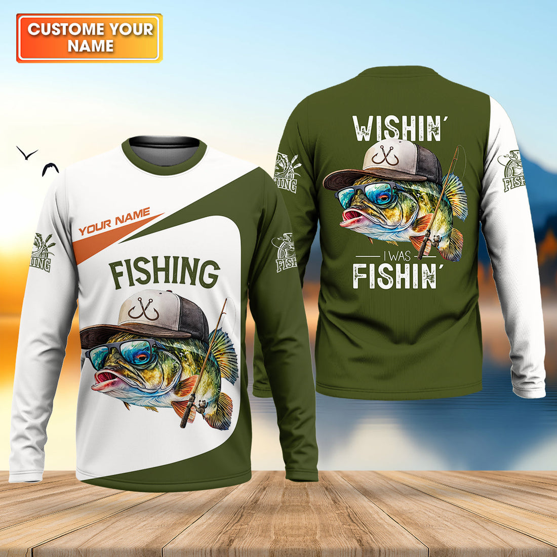 Wishin’ I Was Fishin’ Fishing Shirt, Funny Fisherman Shirt For Men, Custom Fishing Gift