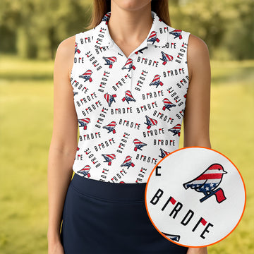 American Flag Pattern Patriotic 4th Of July Ladies Golf Shirts, 250th Anniversary Golf Shirt For Women