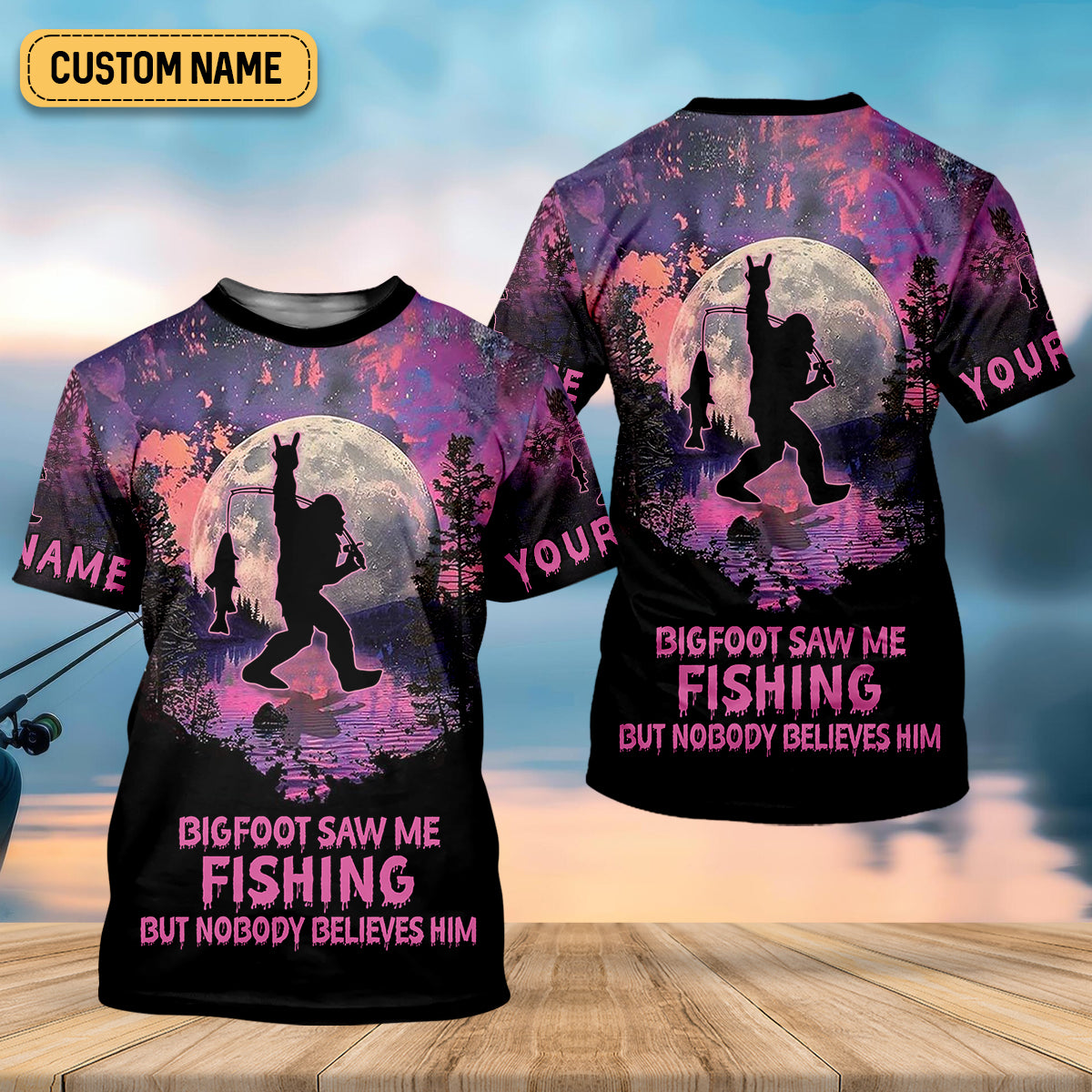 Bigfoot Saw Me Fishing But Nobody Believes Him Funny Fishing Shirt, SPF Shirt For Men