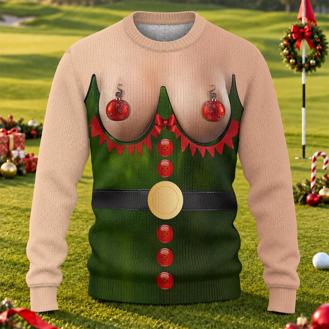 Sexy Christmas Balls Print Golf Shirt, Christmas Shirts For Men, Ugly Christmas Sweater