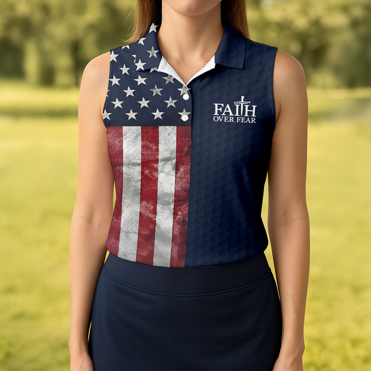 Faith Over Fear Patriotic Golf Shirt, 4th Of July Golf Shirt, 250 Celebration Golf Shirt For Women