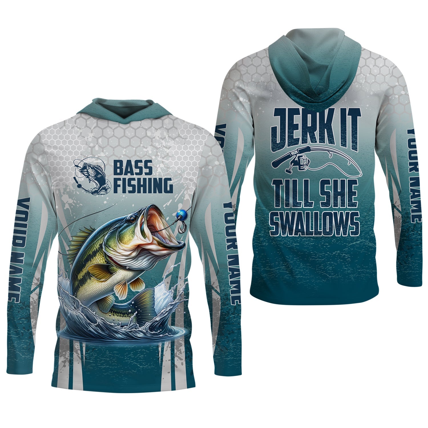 Jerk It Till She Swallows Fishing UPF Shirts, Funny Fishing Shirt, Gift For Fisherman, Bass Fishing Shirt