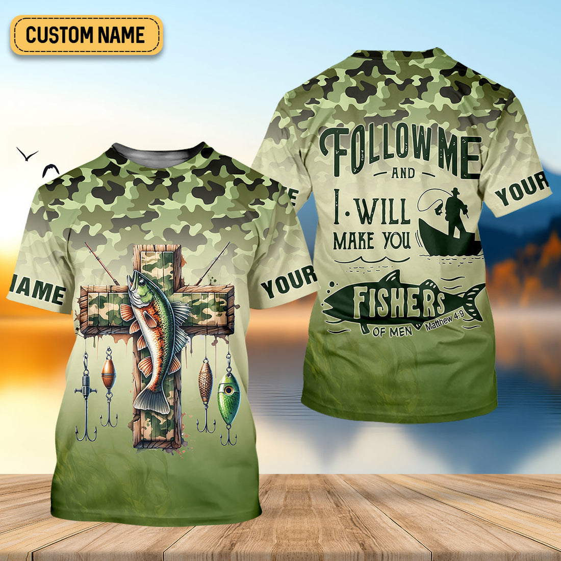 I Will Make You Fishers Of Men Camouflage Fishing Shirts, Fishing UPF Shirts, Christian Fishing Shirts For Men