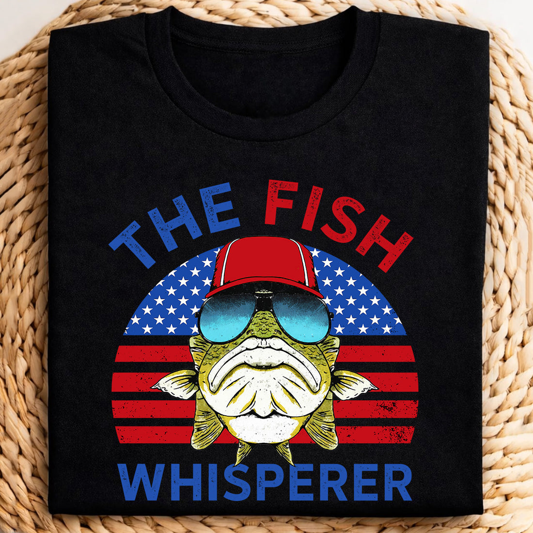 The Fish Whisperer Bass Fishing Patriotic 4th Of July Funny Fishing Shirt, 250th Anniversary Fishing T-Shirts