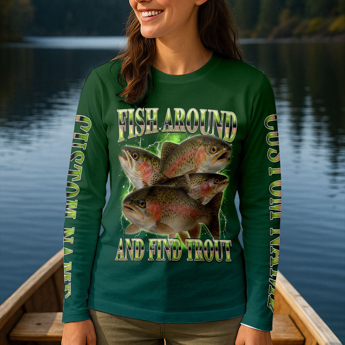 Fish Around And Find Trout Fishing UPF Shirts, Funny Fishing Shirt, Fishing Shirt For Women