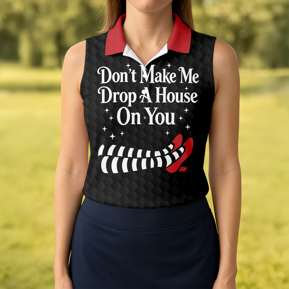 Don't Make Me Drop A House On You Polo Shirt, Halloween Golf Polo, Golf Shirts For Women