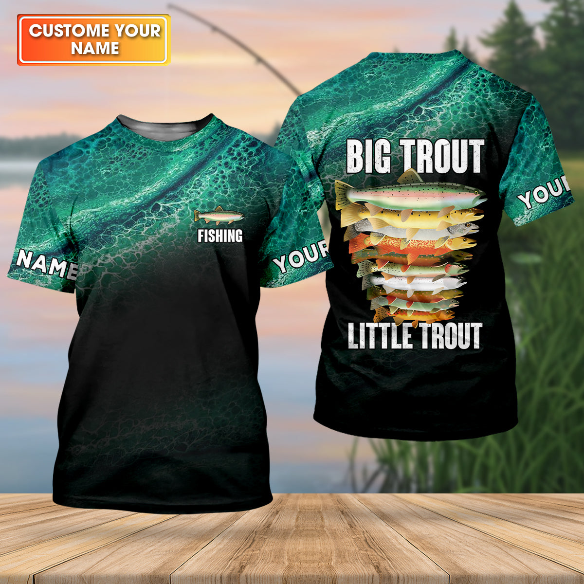 Big Trout Little Trout Water Ripple Fishing UPF Shirts, Funny Fishing Shirt, Fishing Shirts For Men