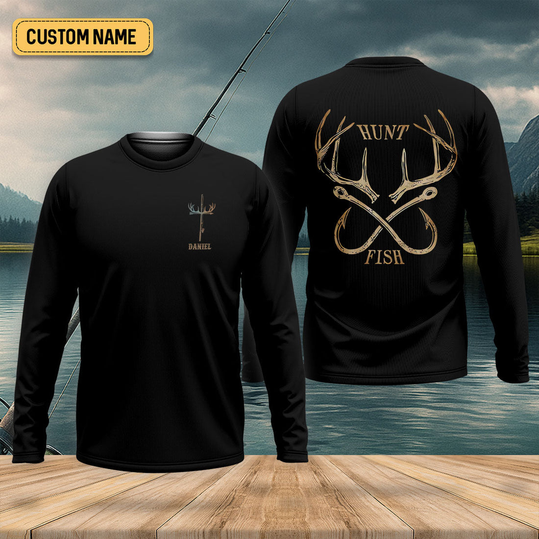 Hunt Fish Faith Cross Performance Fishing Shirts, Fishing UPF Shirts, Fishing Shirts For Men