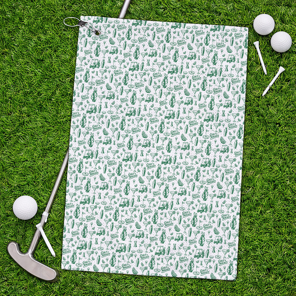Golf & Margarita Pattern Golf Towels, Margarita Lover Golf Towel, Funny Golf Gift For Golfer