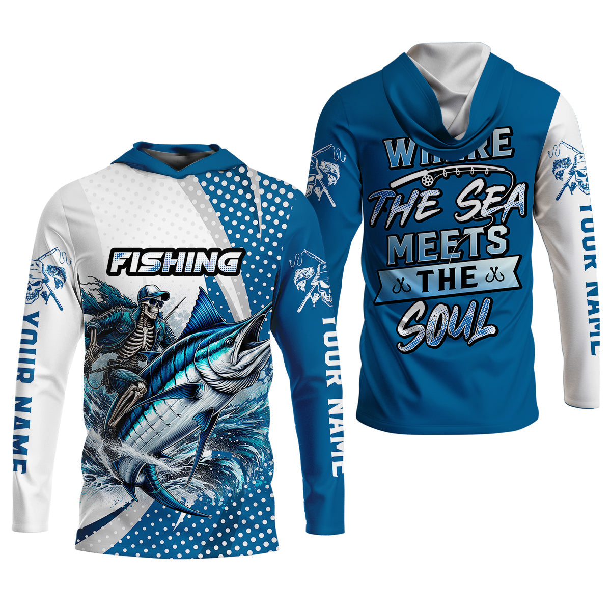 Skeleton Fishing Shirts, Where the Sea Meets the Soul, SPF Long Sleeve Shirts Womens, Female Fishing Shirts