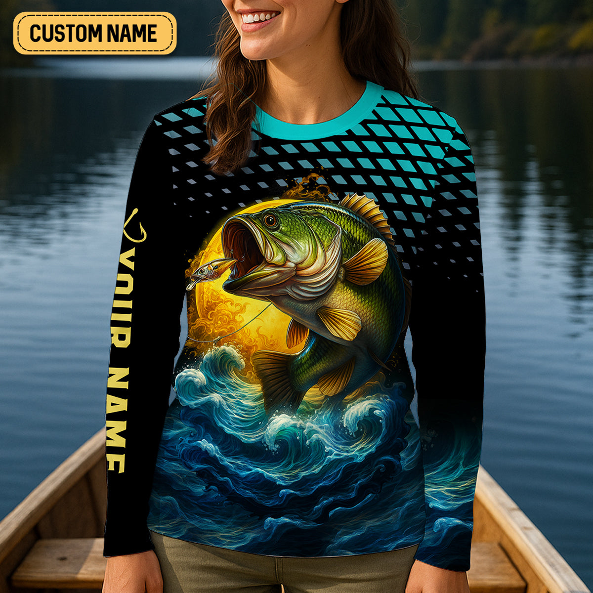 Happiness Is A Big Bass And A Limit Of Panfish Fishing UPF Shirts, Funny Fishing Shirt, Fishing Shirt For Women