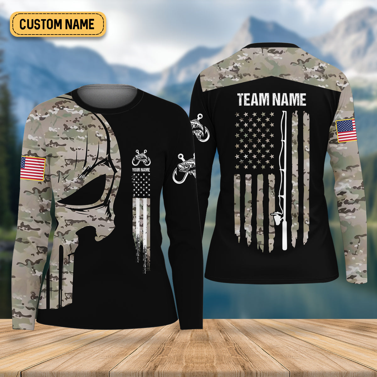 Custom Camo Patriotic Fishing Shirt, Fishing UPF Shirts, Fishing Shirt For Women, Female Fishing Shirts