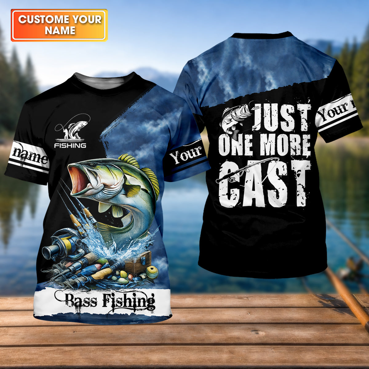 Just One More Cast Personalized Fishing UPF Shirt, Bass Fishing, Funny Fishing Shirt For Men