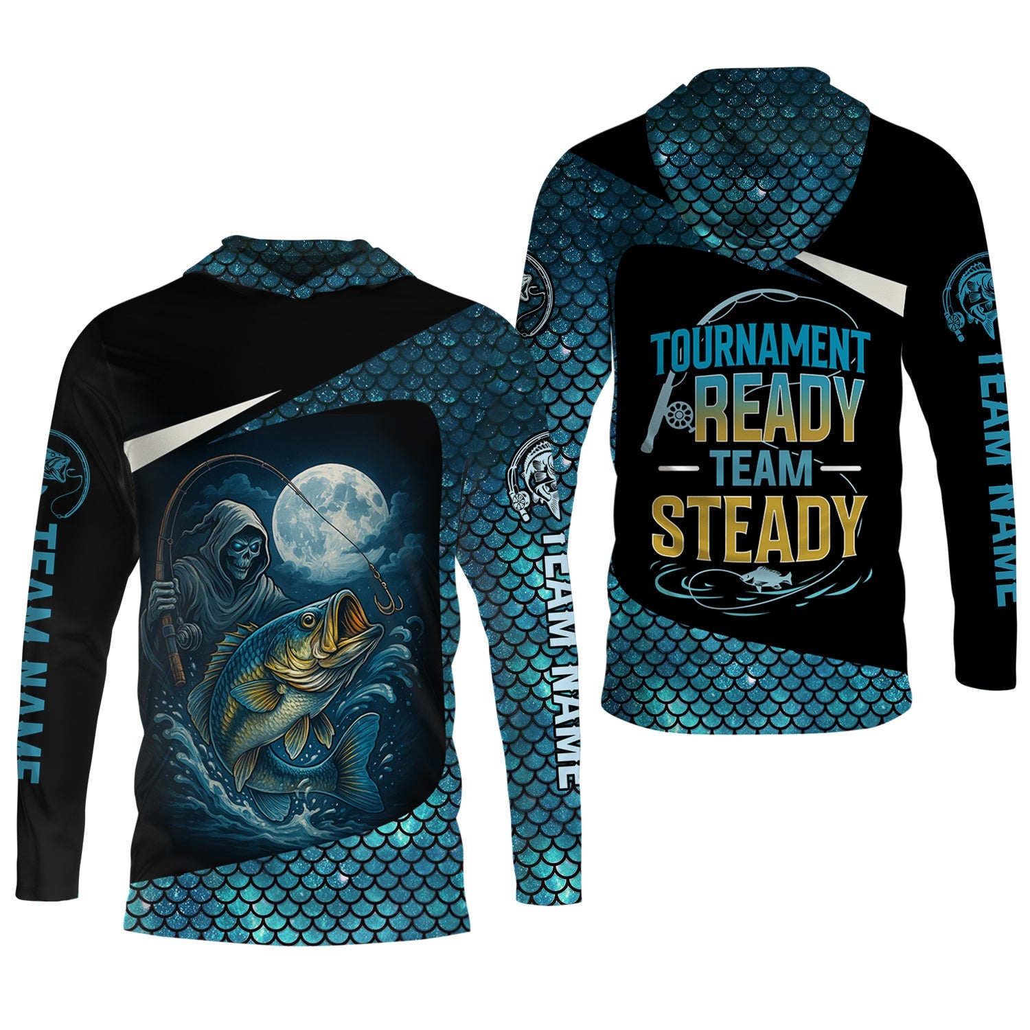 Tournament Ready, Team Steady, Fish Button Up Shirt, UV Protection Shirt, Presents For Fishermen