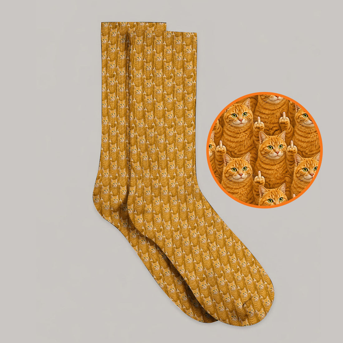 Ginger Cat Pattern Golf Socks, Funny Cats Golf Sock, Golf Gift For Golfer