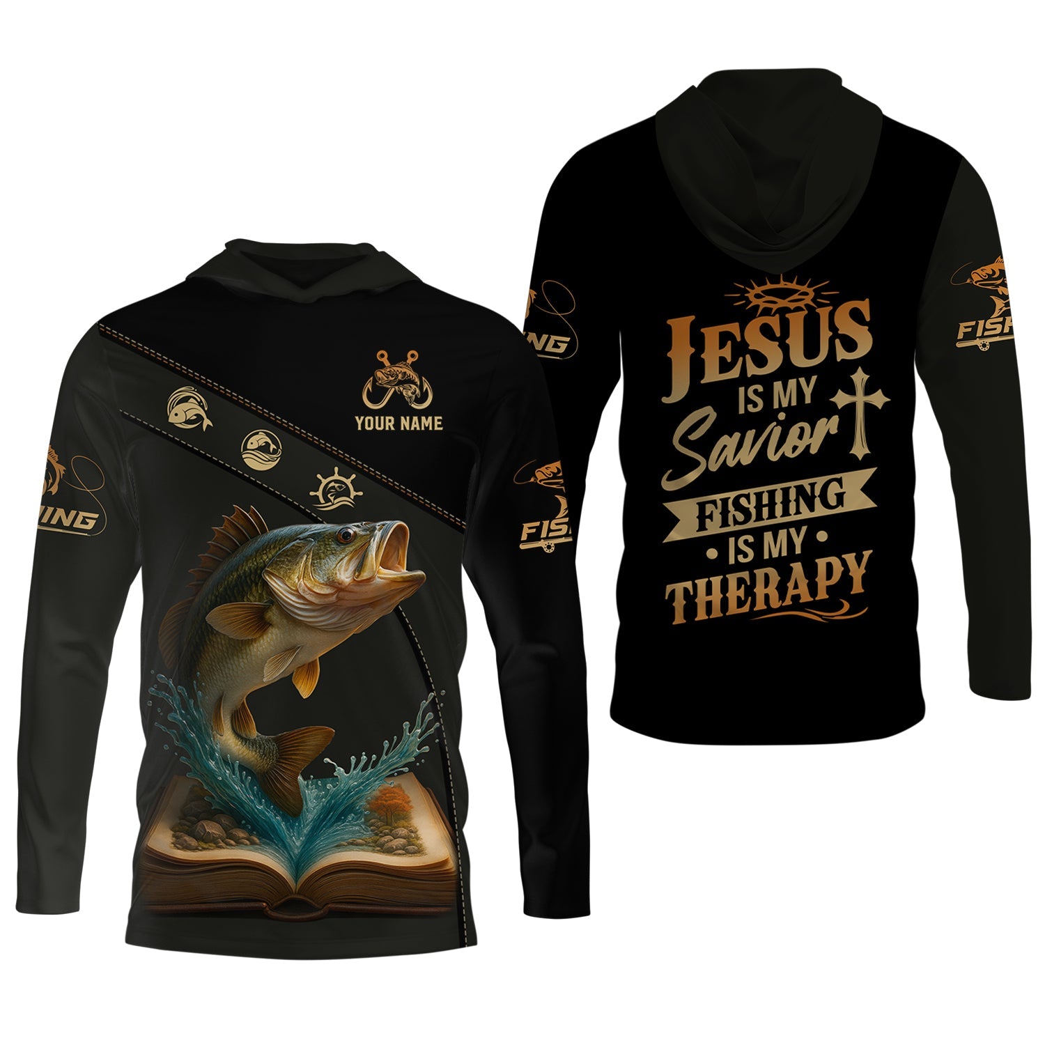 Jesus Is My Savior, Fishing Therapy SPF Shirt, Funny Fishing Shirt, Gift For Fisherman