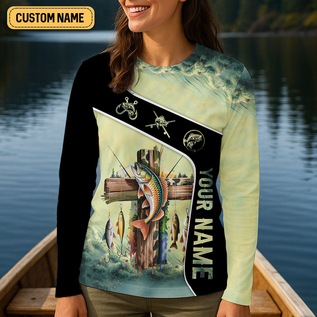 I Catch He Clean Christian Camouflage Fishing UPF Shirts, Funny Fishing Shirt, Fishing Shirt For Women