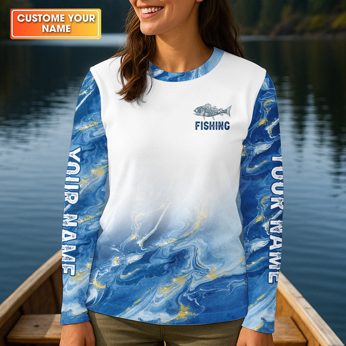 It Is Fish O'Clock Somewhere Blue Gradient Funny Fishing Shirt, Fishing UPF Shirts, Fishing Shirt For Women