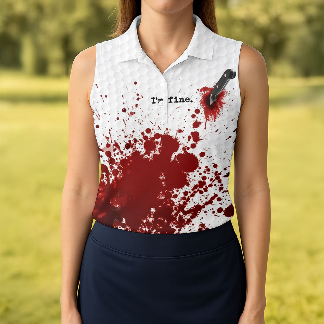 I'm Fine. Horror Golf Polo Shirt, Golf Shirts For Women, Women's Golf Apparel