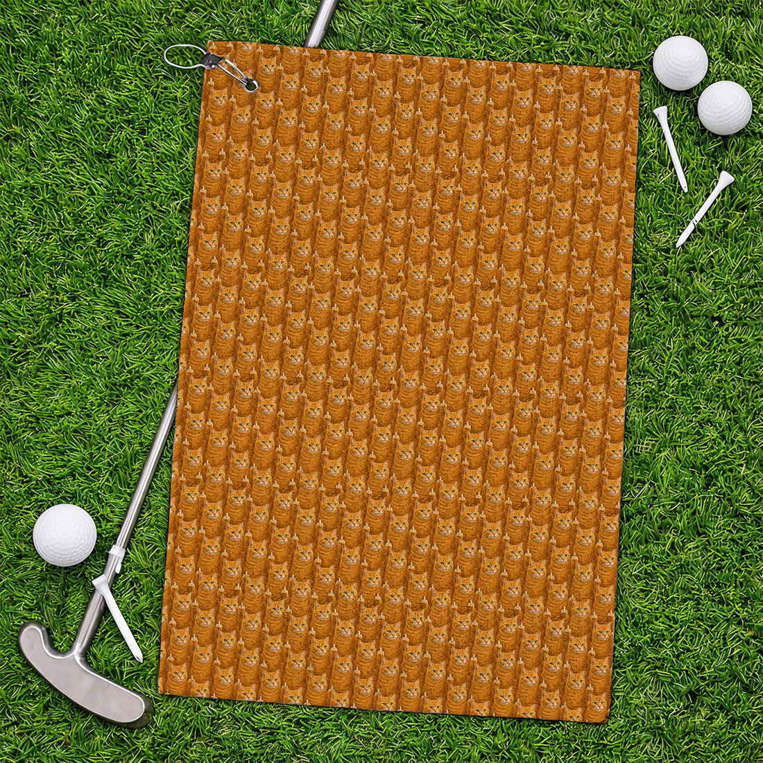 Ginger Cat Pattern Golf Towels, Funny Cats Golf Towel, Golf Gift For Golfer