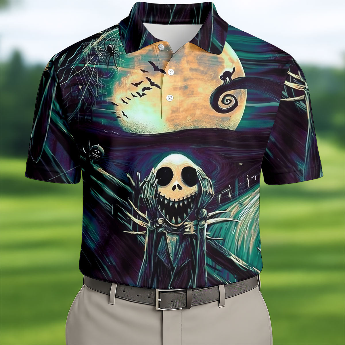 Halloween Skeleton Horror Character Golf Shirt, Printed Golf Shirts, Hawaiian Golf Shirt