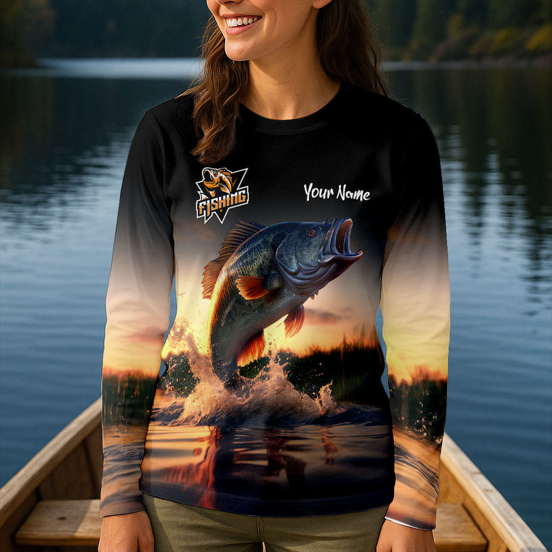 Largemouth Bass Fishing Performance Fishing Shirts, Fishing UPF Shirts, Fishing Shirt For Women