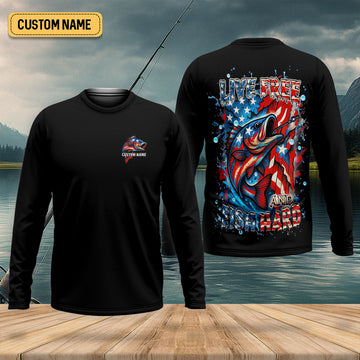 Live Free And Fish Hard American Flag Fishing Shirt, 250 Years 4th Of July Fishing UPF Shirts, Men's Fishing Shirt