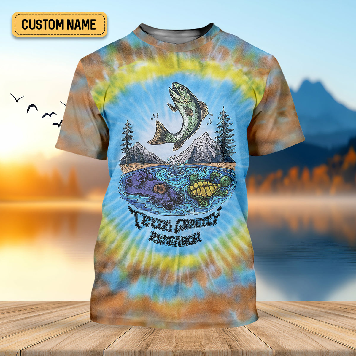 Tie Dyed Pattern Fishing UPF Shirts, Fishing Gifts For Men, Men's Fishing Shirt, Fishing Shirts For Men