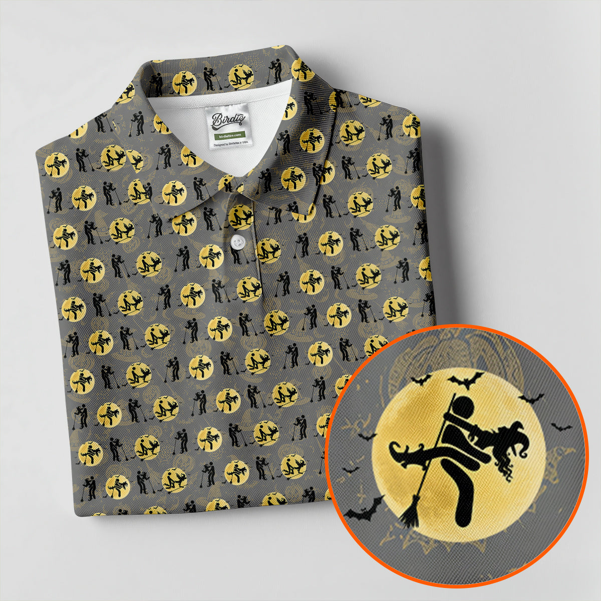 Halloween Horror Character Golf Pattern Polo Shirt, Men's Golf Shirt, Mens Golf Apparel