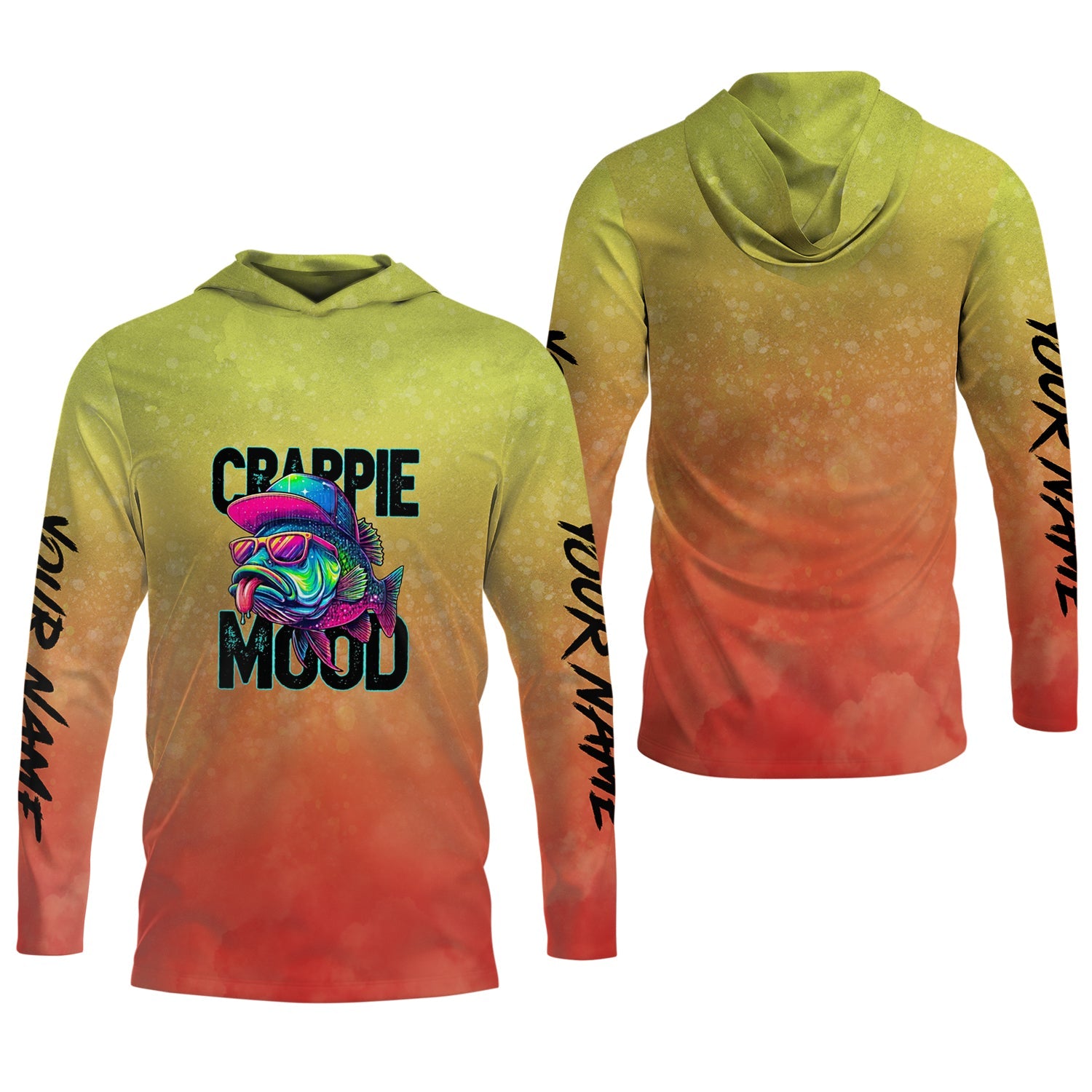 Crappie Mood Orange Yellow Fishing UPF Shirts, Fishing Jersey, Funny Fishing Shirt