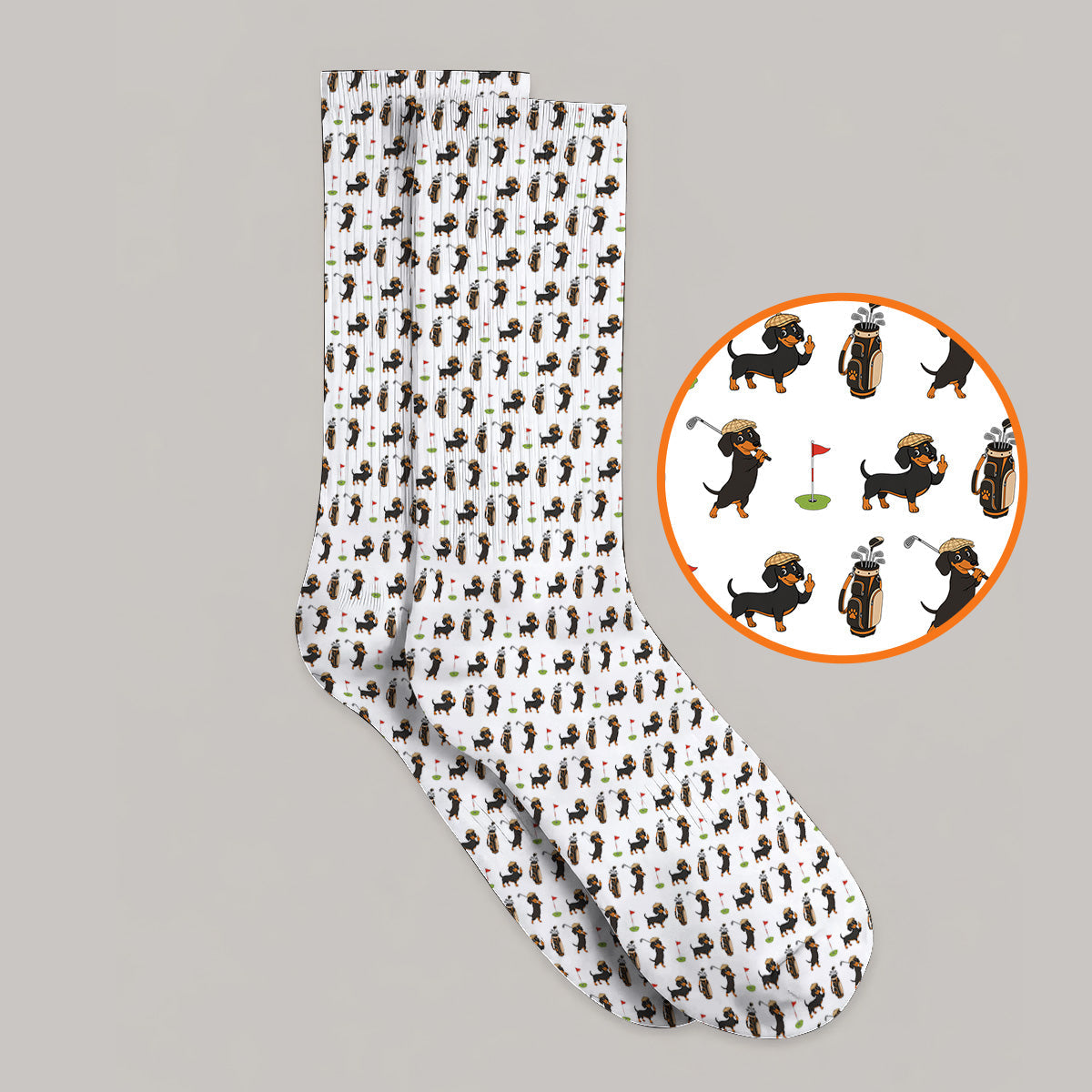 Dachshund Golf Socks, Funny Wiener Dog Pattern Golf Sock, Doxie Lover Golf Gift
