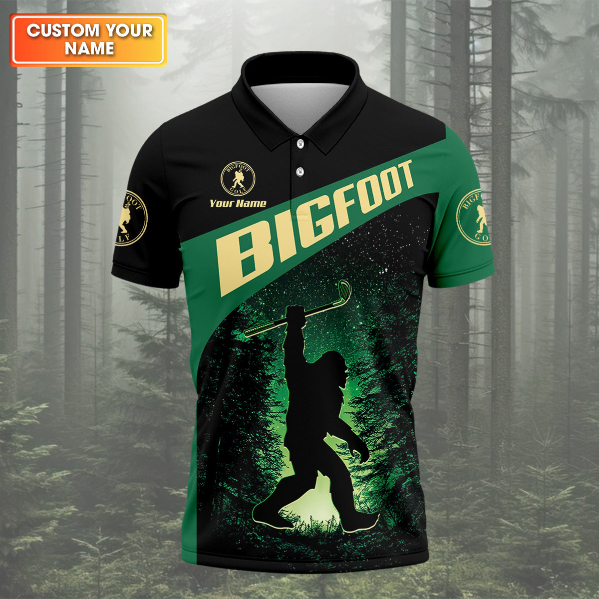 Bigfoot Custom Mens Golf Polo ShirtGolf Gifts For Dad