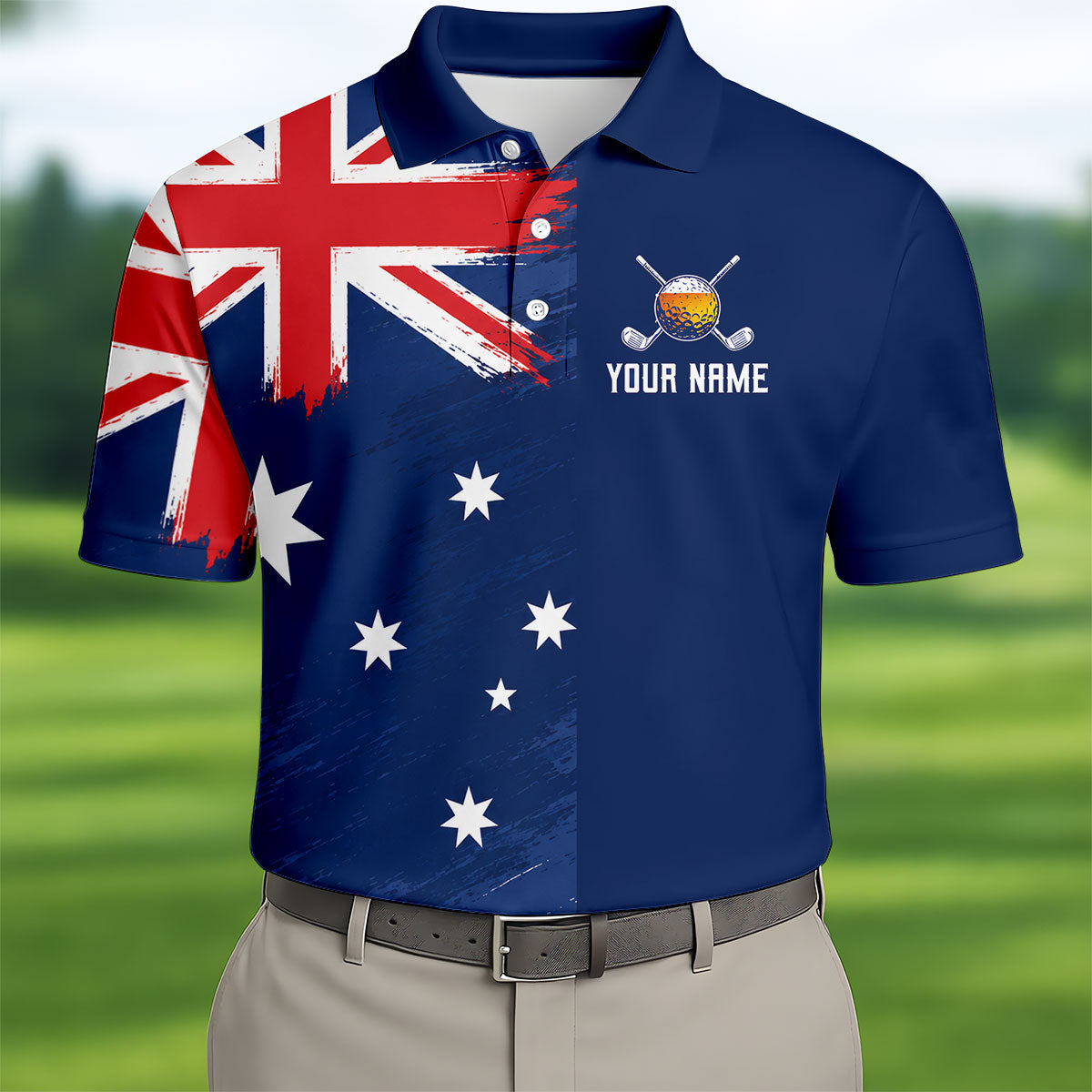 My Drinking Team Has A Golfing Problem Australia Flag Print Men's Golf Top, Golf Shirts For Men