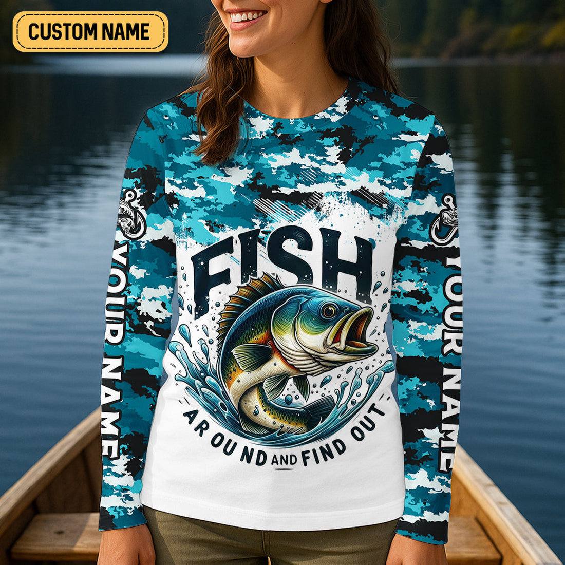 Fish Around And Find Out Bass Fishing Shirt, Long Sleeve Sun Shirt, Women SPF Shirt, Funny Fishing Shirt