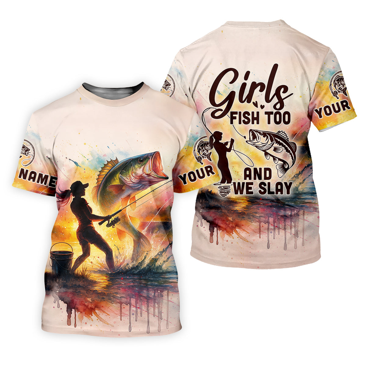 Girls Fish Too And We Slay, Long Sleeve Fishing Shirts, Female Fishing Shirts, Bass Fishing