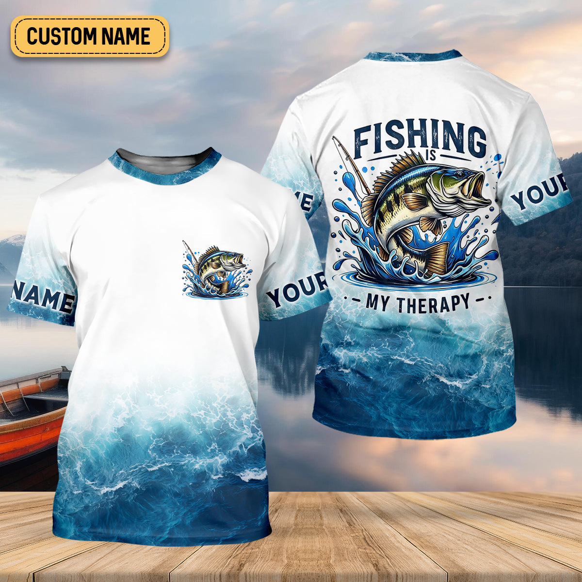 Fishing Is Therapy Funny Fishing Shirt, Mens SPF Shirt, Fishing Gifts For Men, Bass Fishing