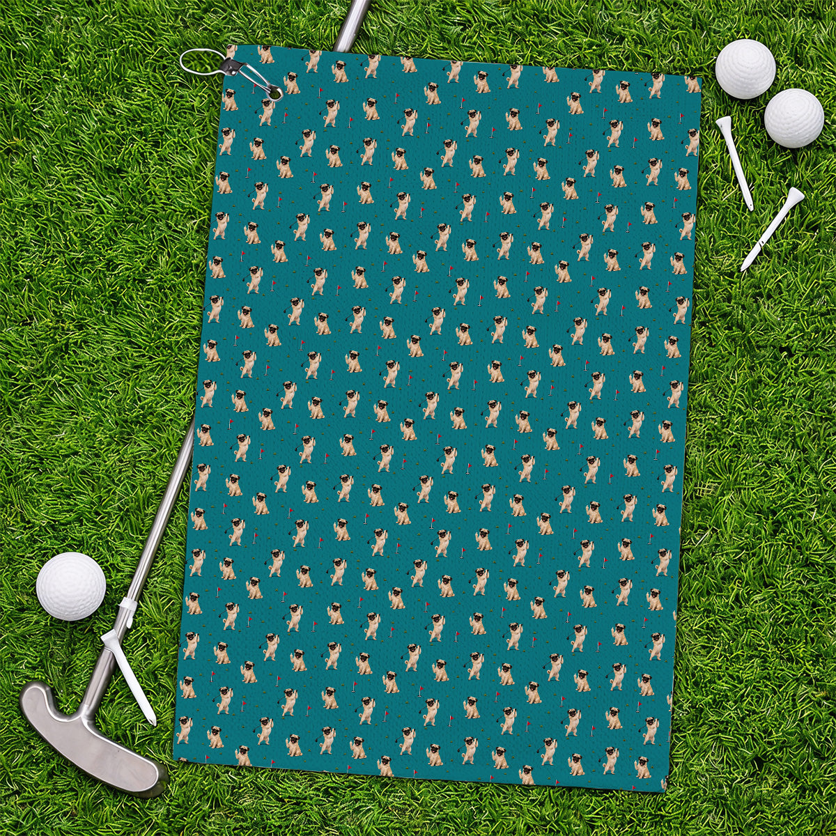 Pug Pattern Golf Towel, Funny Pug Golf Towels, Crazy Golf Gift For Golfer