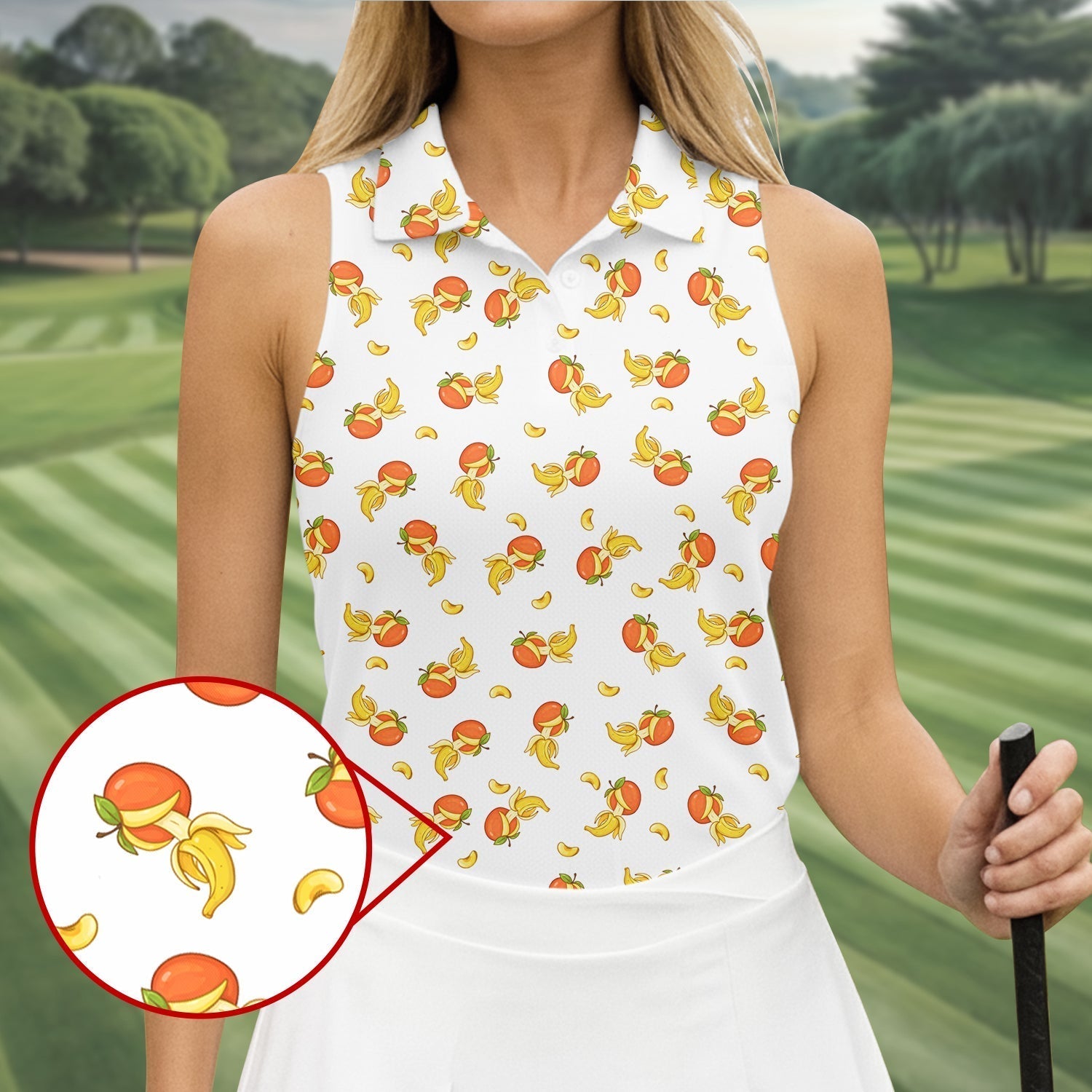 Banana Apple Dirty Funny Adult Humor White Golf Shirt, Valentines Golf Gift, Fun Women's Golf Shirts