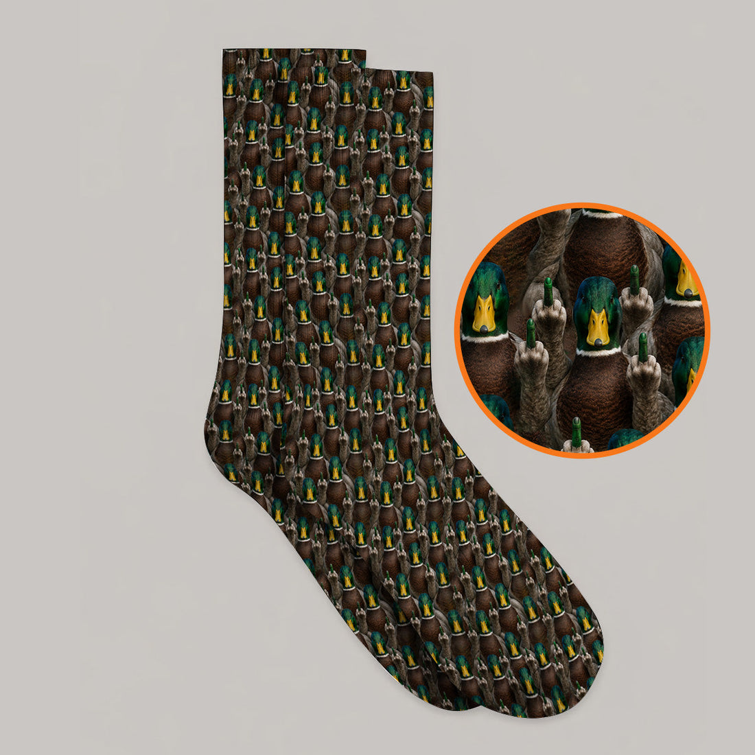 Funny Mallard Duck Pattern Socks, Rebel Duck Hunting Golf Sock, Golf Gift For Golfer