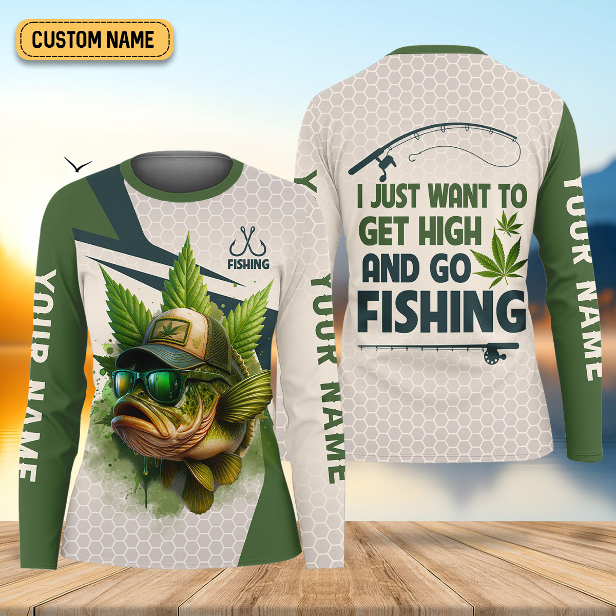 I Just Want To Get High And Go Fishing Largemouth Bass Fishing Women SPF Shirt, Funny Fishing Shirt