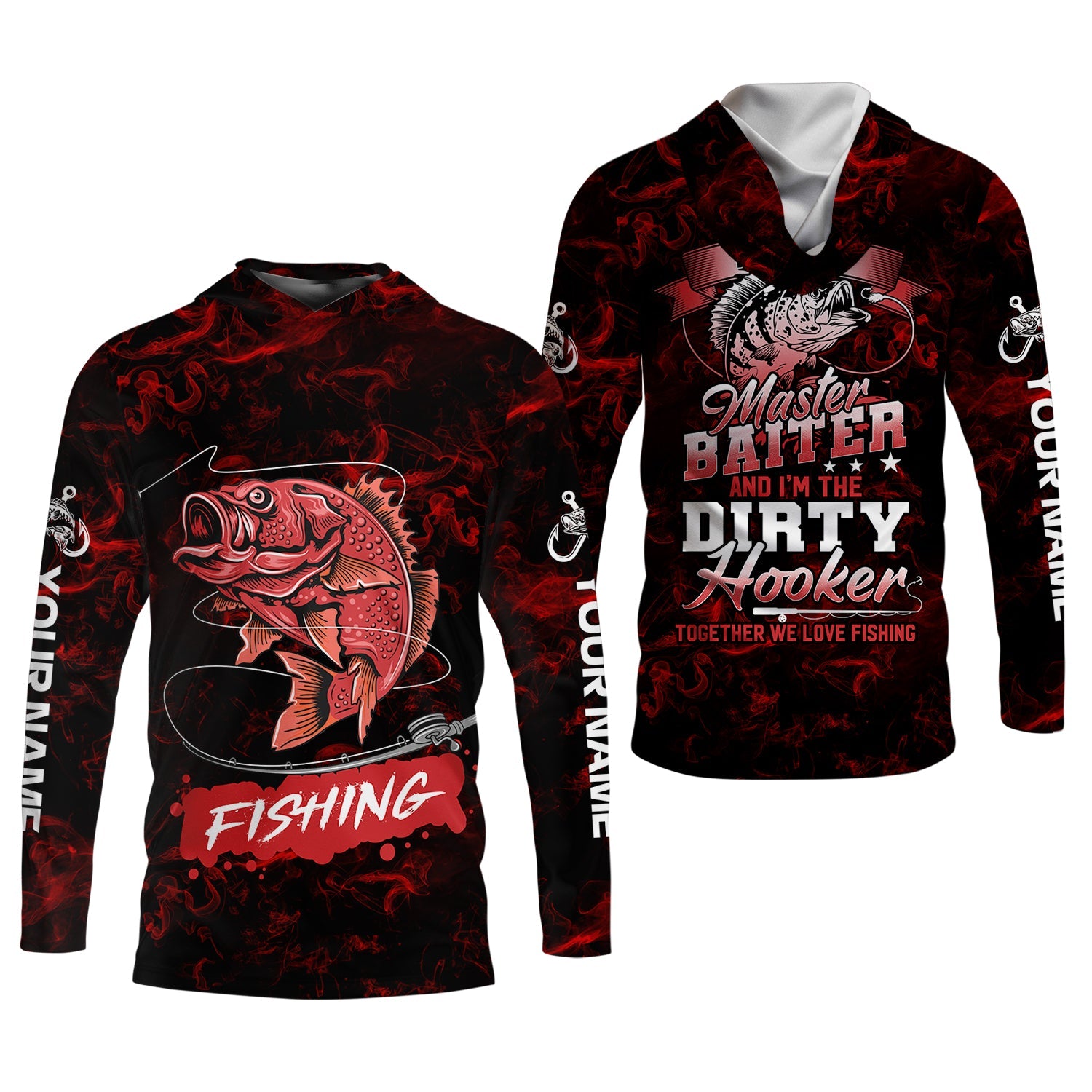 He’s the Master Baiter & I’m the Dirty Hooker SPF Shirts, Fishing Shirts For Men, Fisherman Gift