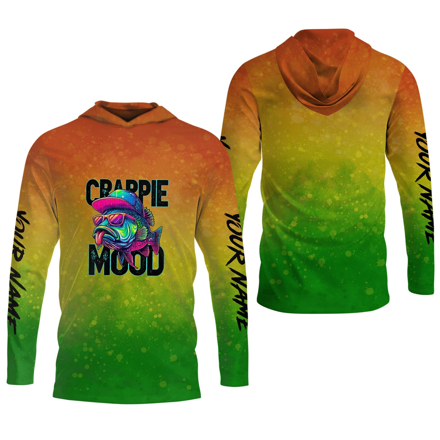 Crappie Mood Green Yellow Orange Fishing UPF Shirts, Funny Fishing Shirt, Gift For Fisherman