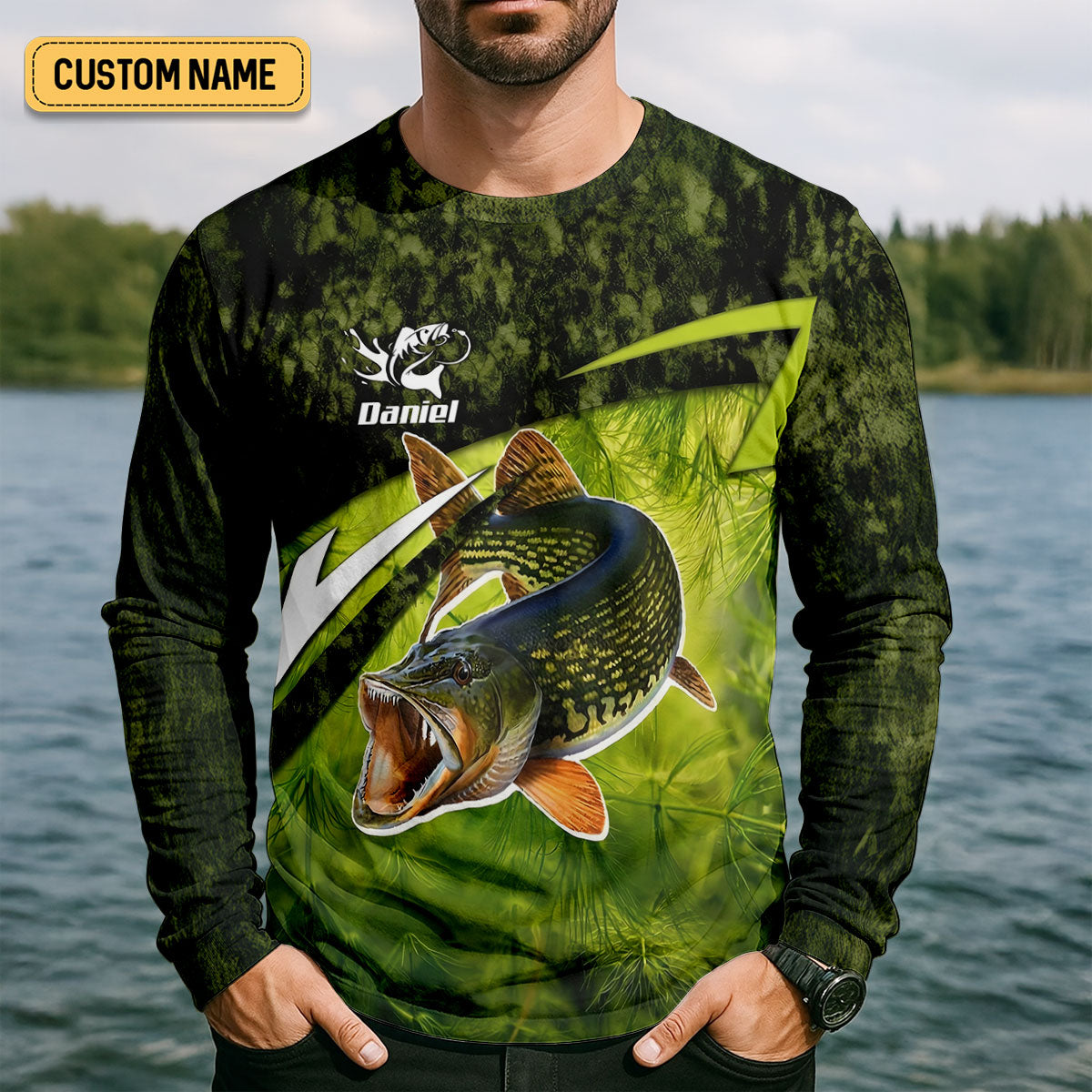 Carp Fish Olive Drab Fishing UPF Shirts, Performance Fishing Shirts, Carp Fishing Shirts For Men