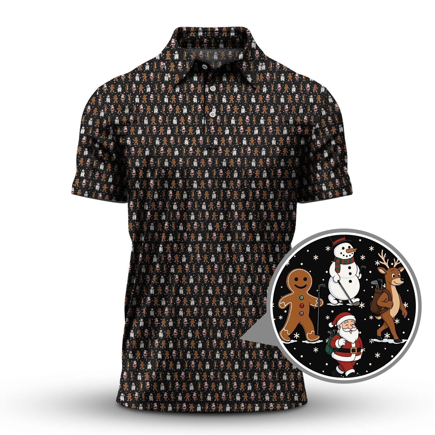 Christmas Golf Shirt, Funny Santa Pattern Golf Shirt, Xmas Golf Shirt