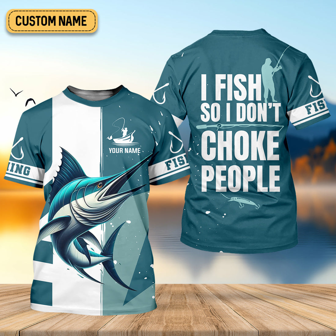 I Fish So I Don't Choke People Blue Marlin Fishing SPF Shirt For Men, Fishing Gifts For Men, Men's Fishing Shirt