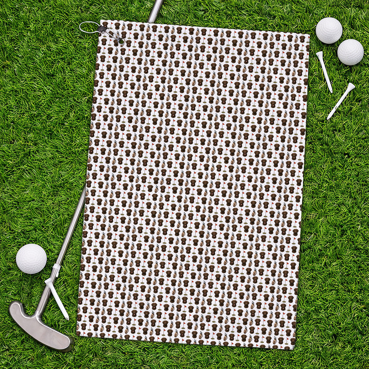 Chocolate Labrador Retriever Golf Towel, Funny Chocolate Lab Pattern Golf Towels, Dog Lover Golf Shirt
