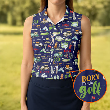 Born To Play Golf Let's Par Tee Blue Golf Shirt, Fun Women's Golf Shirts, Ladies Golf Shirts, Golfing Apparel
